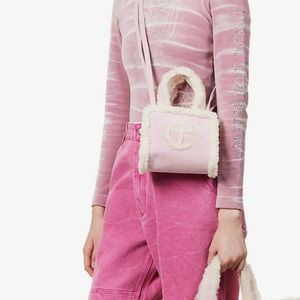 Telfar x Ugg small pink fluffy tote